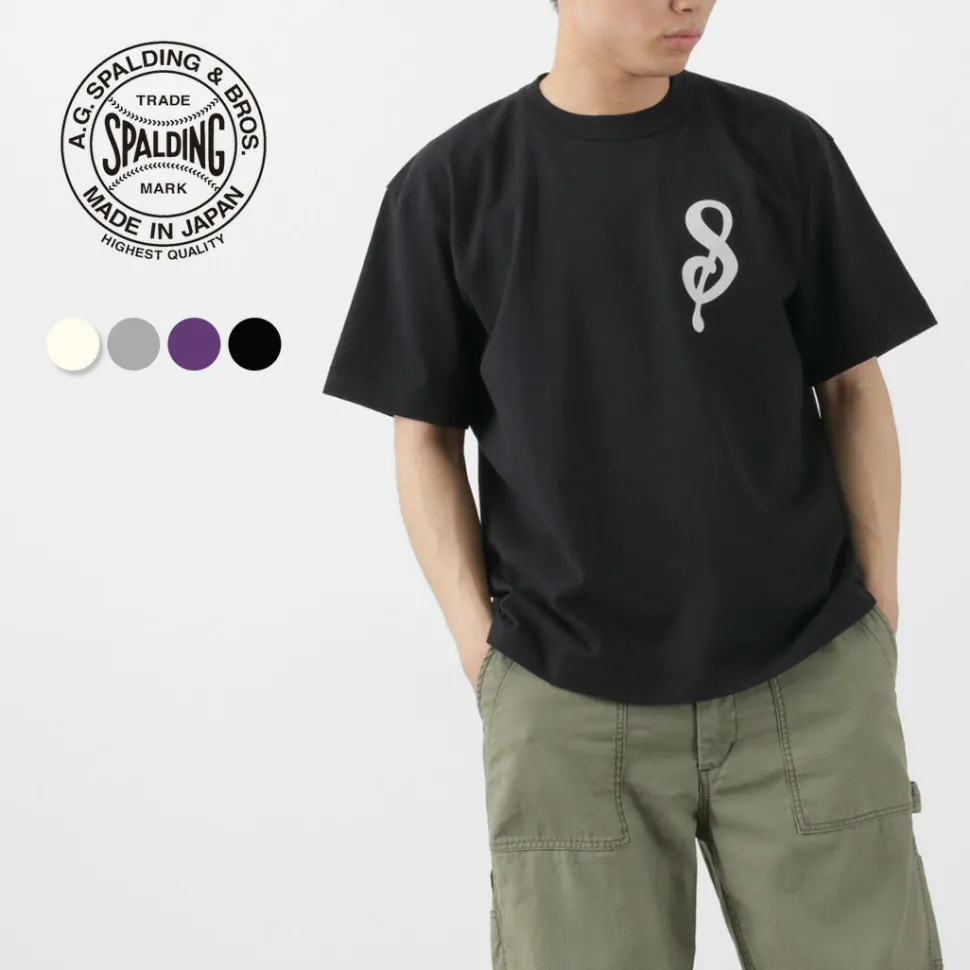 A.G.SPALDING&BROS / 14/Jersey Felt Letter Short Sleeve T-Shirt S Logo