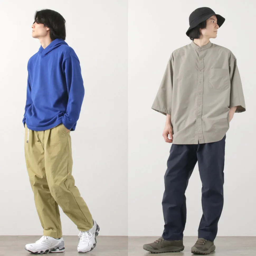 AND WANDER / Nylon Chino Tucked Tapered Pants