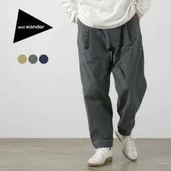 AND WANDER / Nylon Chino Tucked Tapered Pants
