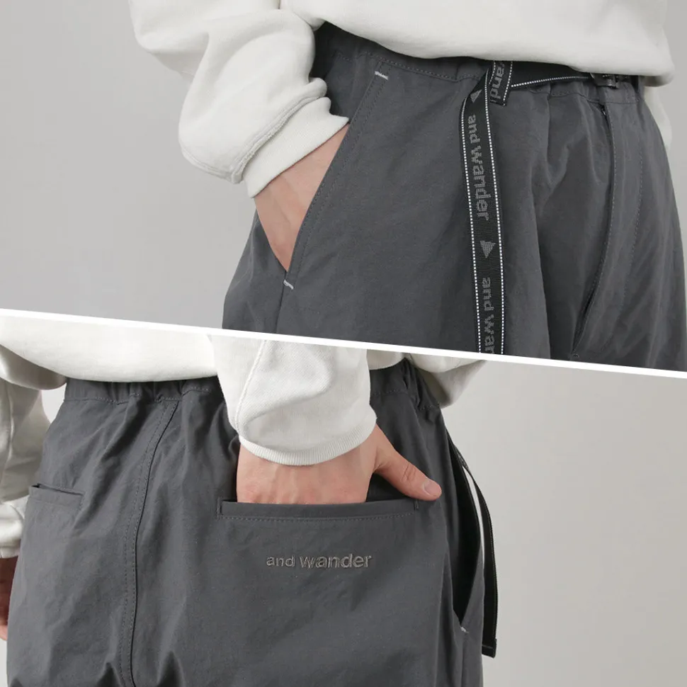 AND WANDER / Nylon Chino Tucked Tapered Pants