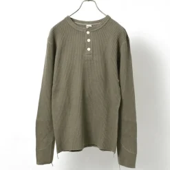 BARNS / BR-3051 Big Waffle Henley Neck Long Sleeve Thermal / T-Shirt