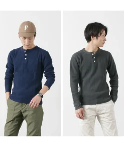 BARNS / BR-3051 Big Waffle Henley Neck Long Sleeve Thermal / T-Shirt