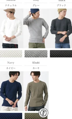 BARNS / BR-3050 Big Waffle Long Sleeve Thermal / T-shirt