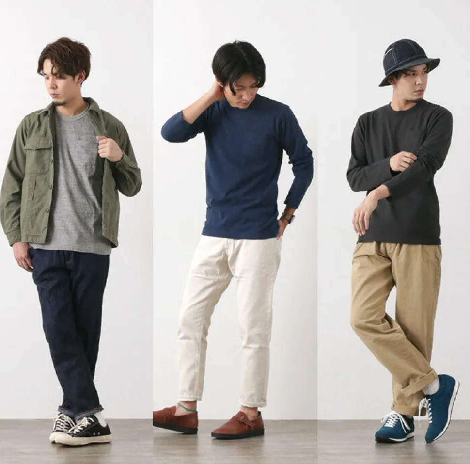 BARNS / BR-1106 Jersey Crew Neck L/S Pocket T-Shirt