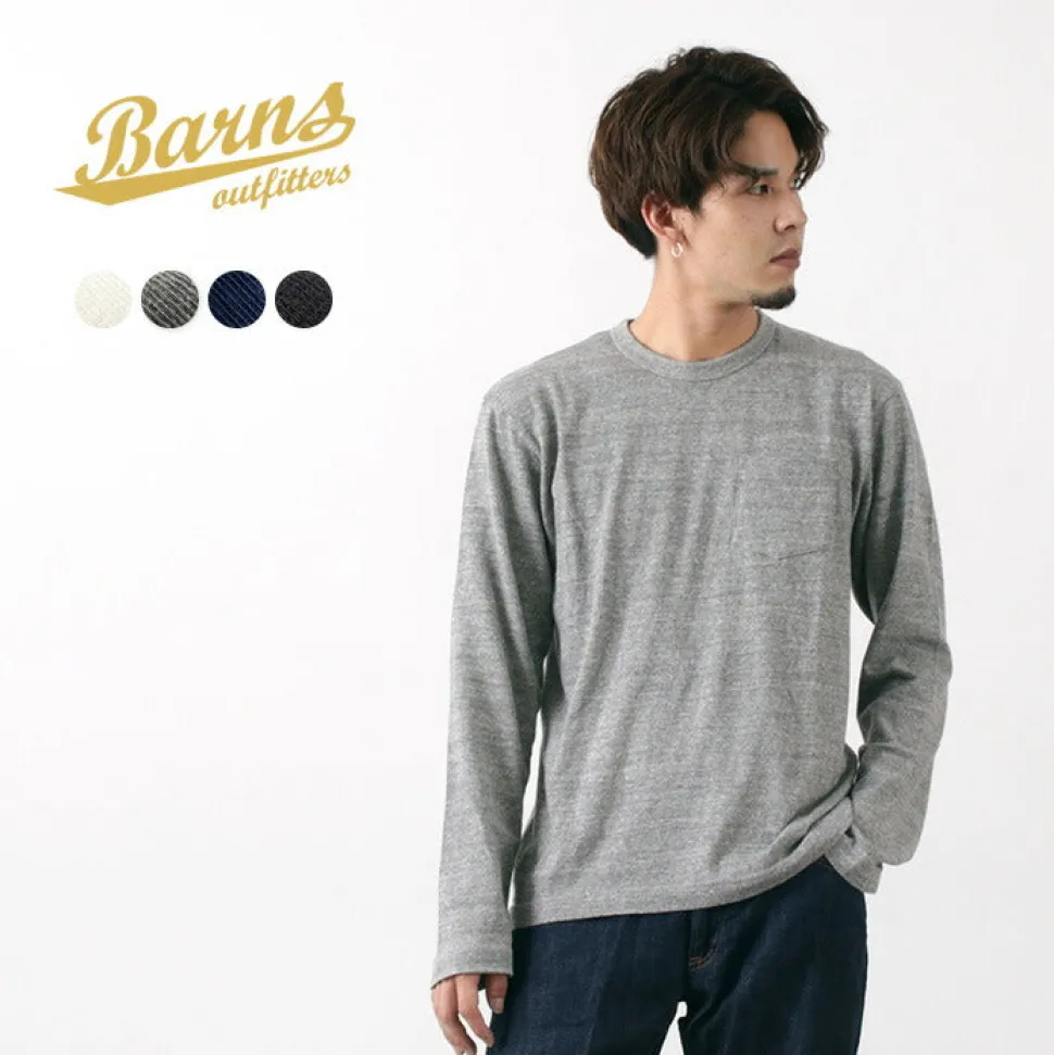BARNS / BR-1106 Jersey Crew Neck L/S Pocket T-Shirt