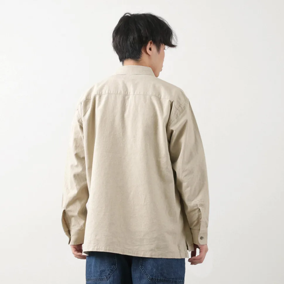 BARNS / Cotton linen skipper button works concho shirt
