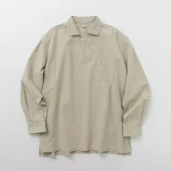 BARNS / Cotton linen skipper button works concho shirt