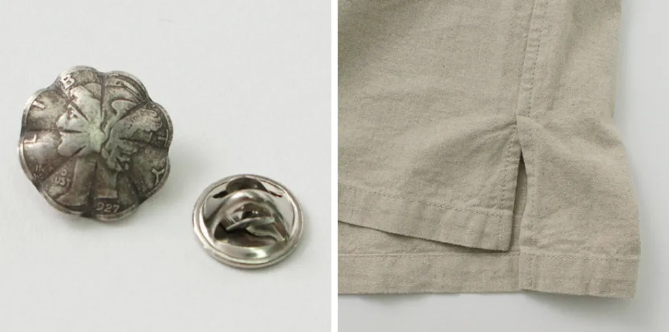 BARNS / Cotton linen skipper button works concho shirt