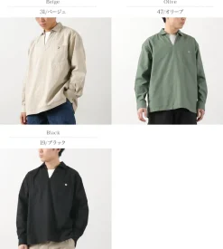 BARNS / Cotton linen skipper button works concho shirt