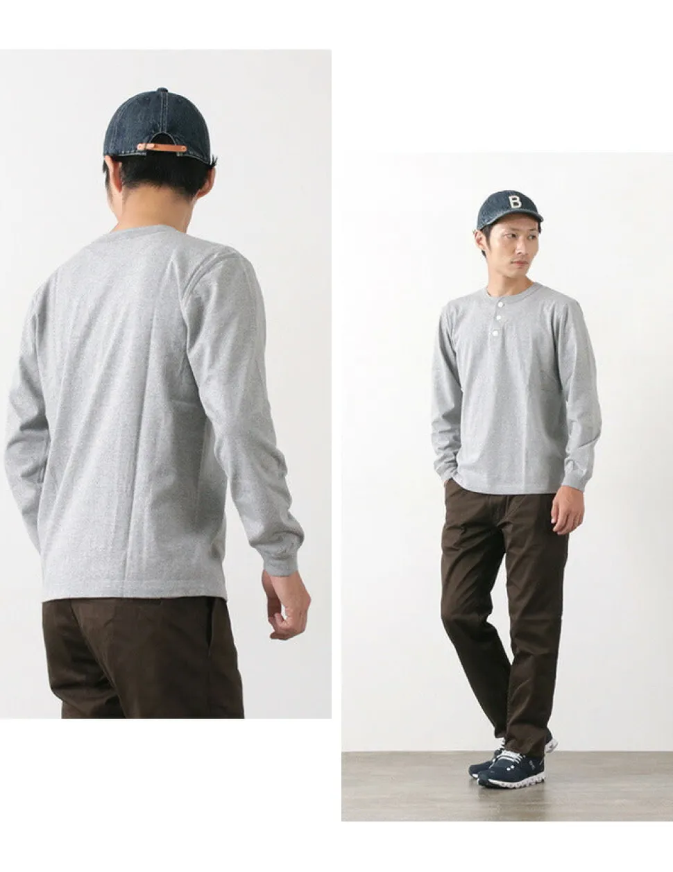 BARNS / COZUN Knit Vintage Long Sleeve Henry Neck T-Shirt