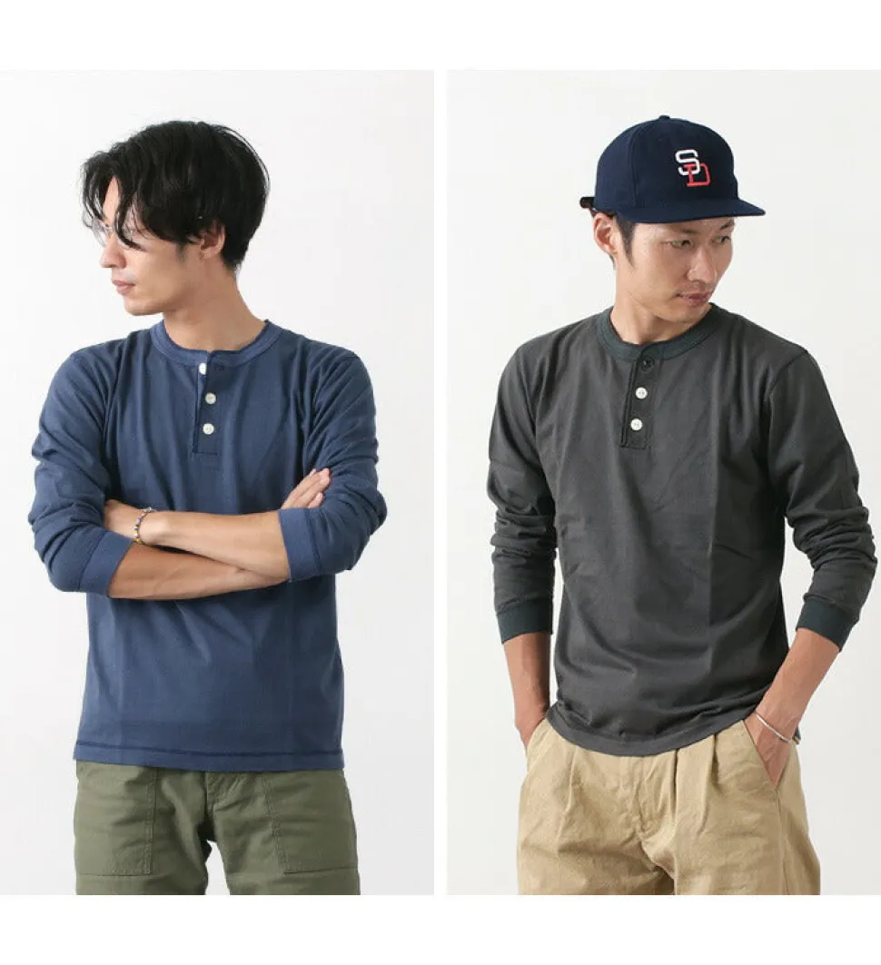BARNS / COZUN Knit Vintage Long Sleeve Henry Neck T-Shirt
