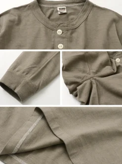 BARNS / COZUN Knit Vintage Long Sleeve Henry Neck T-Shirt