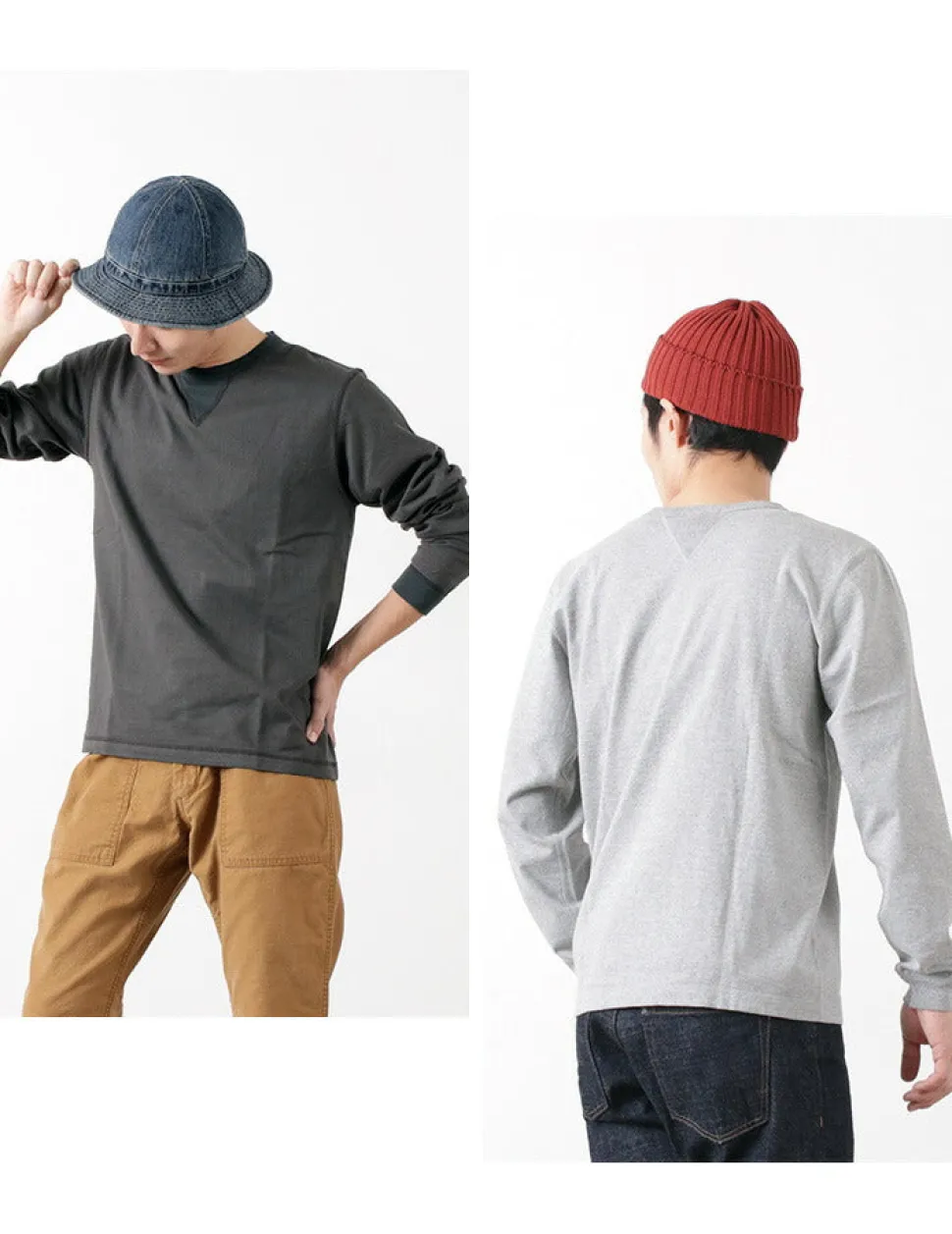 BARNS / COZUN Knit Vintage Long Sleeve Crew Neck T-Shirt