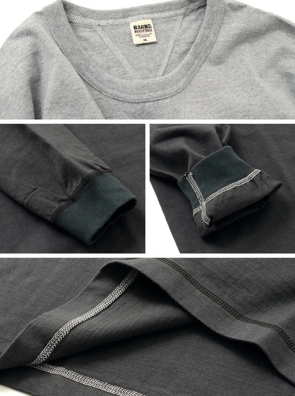 BARNS / COZUN Knit Vintage Long Sleeve Crew Neck T-Shirt