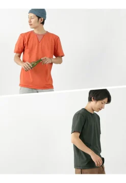 BARNS / Cozun knitted vintage gusset short sleeve crew neck T-shirt