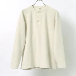 BARNS / Spun Milled Henley Neck Long Sleeve T-Shirt