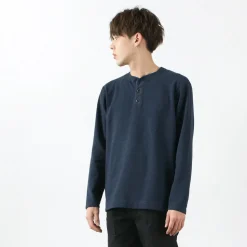 BARNS / Spun Milled Henley Neck Long Sleeve T-Shirt