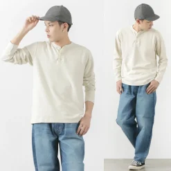 BARNS / Spun Milled Henley Neck Long Sleeve T-Shirt