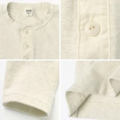 BARNS / Spun Milled Henley Neck Long Sleeve T-Shirt