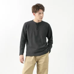 BARNS / Spun Milled Henley Neck Long Sleeve T-Shirt