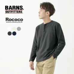 BARNS / Spun Milled Henley Neck Long Sleeve T-Shirt