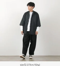 BURLAP OUTFITTER / 7/10 Sleeve Band Collar Shirt