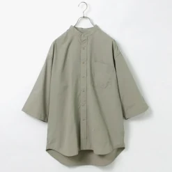BURLAP OUTFITTER / 7/10 Sleeve Band Collar Shirt