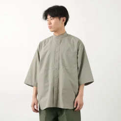 BURLAP OUTFITTER / 7/10 Sleeve Band Collar Shirt