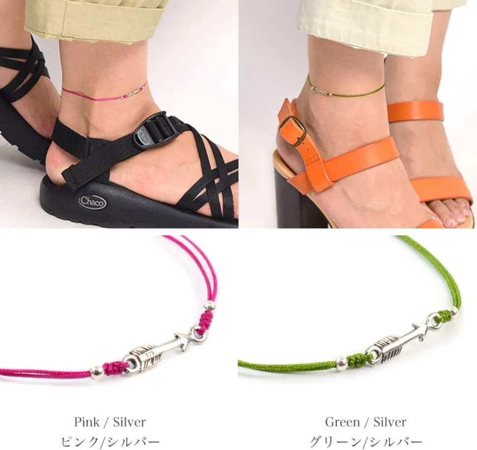 CHALISA T.. / Arrow Silver Notched Cord Anklet