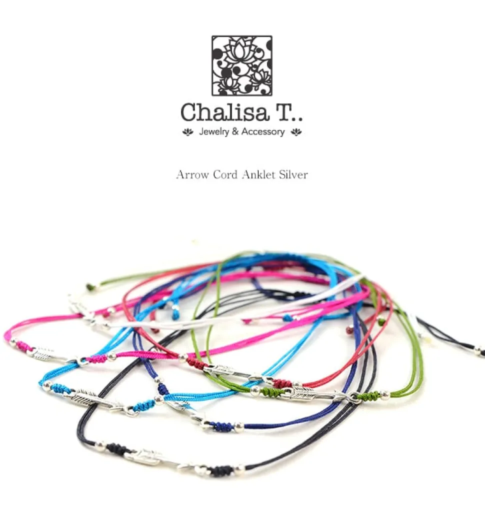CHALISA T.. / Arrow Silver Notched Cord Anklet