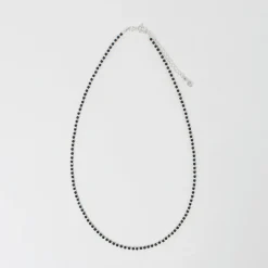 CHALISA T.. / Black onyx beads silver ball chain necklace 925 silver