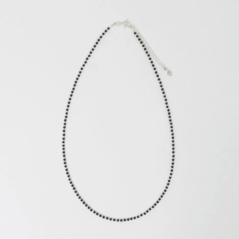 CHALISA T.. / Black onyx beads silver ball chain necklace 925 silver