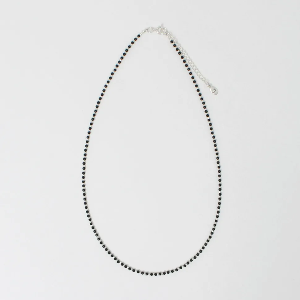 CHALISA T.. / Black onyx beads silver ball chain necklace 925 silver