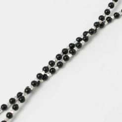 CHALISA T.. / Black onyx beads silver ball chain necklace 925 silver