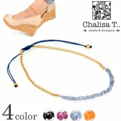 CHALISA T.. / Chain Stone Beads Notched Cord Anklet