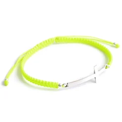 CHALISA T.. / Flattened Silver Cross Knotted Cord Anklet