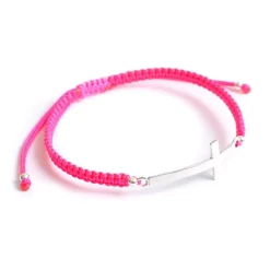 CHALISA T.. / Flattened Silver Cross Knotted Cord Anklet