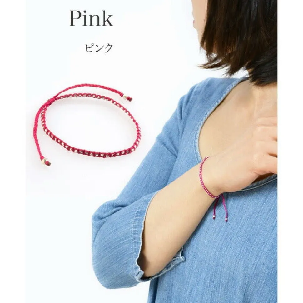 CHALISA T.. / Karen Silver Beaded Notched Cord Bracelet