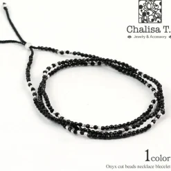 CHALISA T.. / Onyx 2mm cut beads 2 way accessory necklace/bracelet