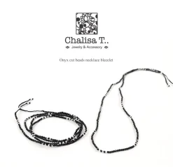 CHALISA T.. / Onyx 2mm cut beads 2 way accessory necklace/bracelet