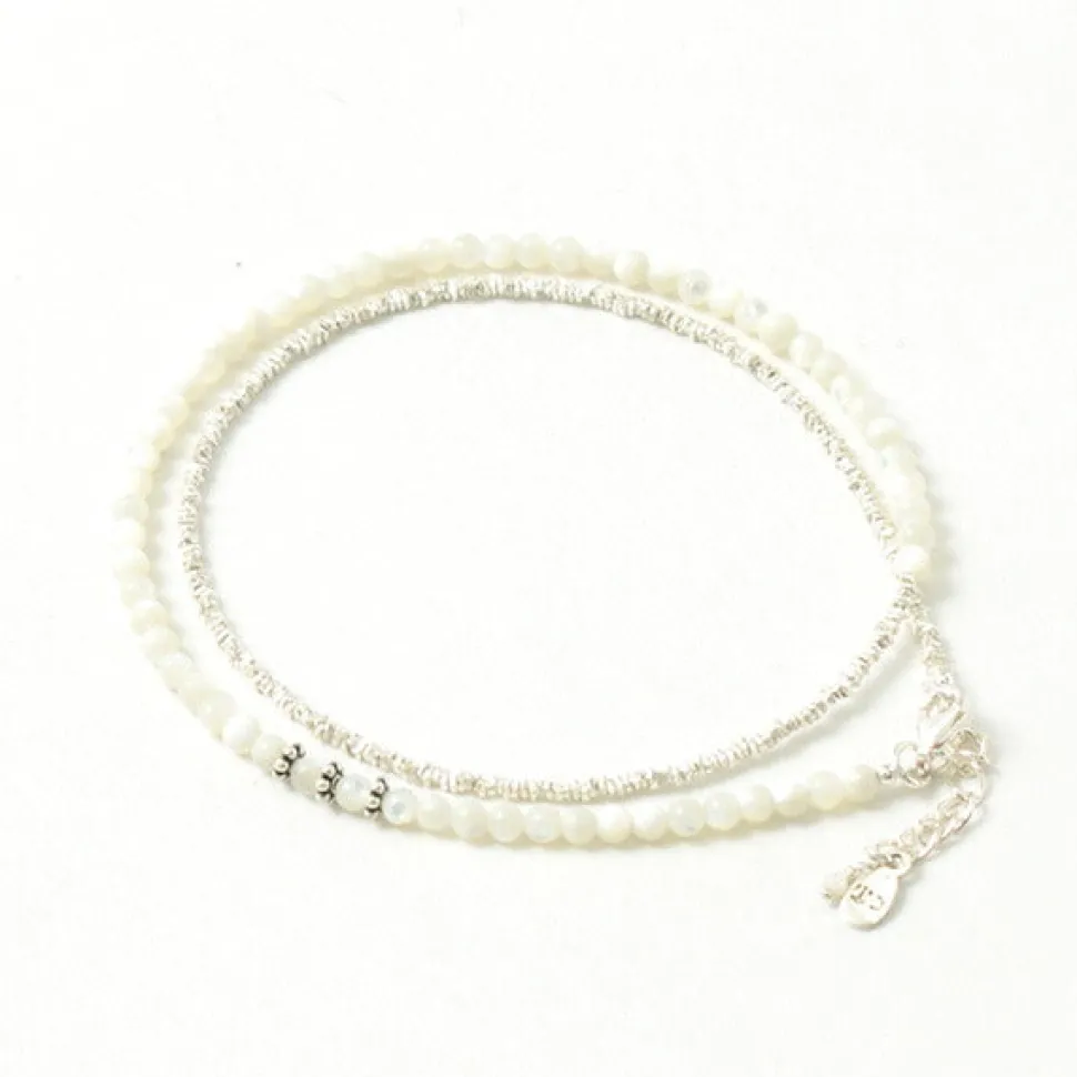CHALISA T.. / Round Shell Wrap Anklet/Karen Silver Flat Beads