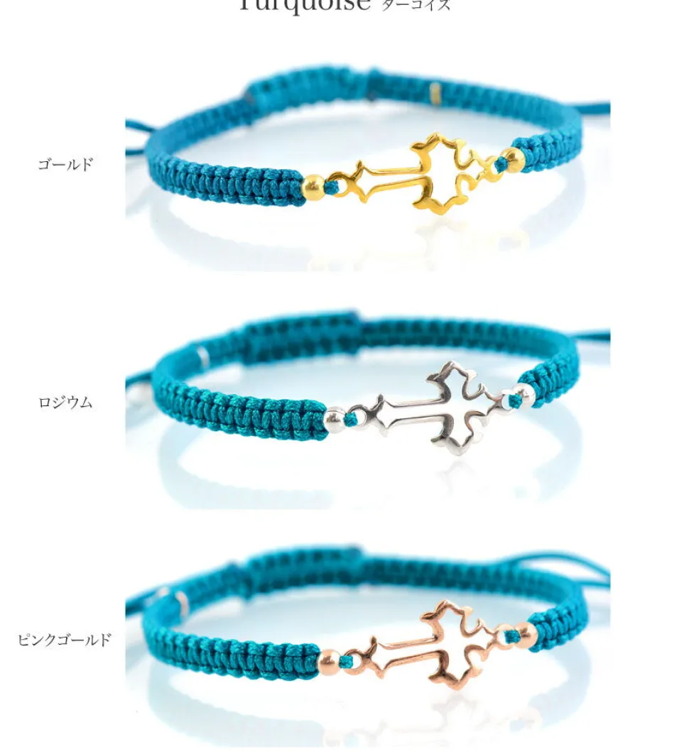 CHALISA T.. / Silver Cross Knotting Cord Anklet