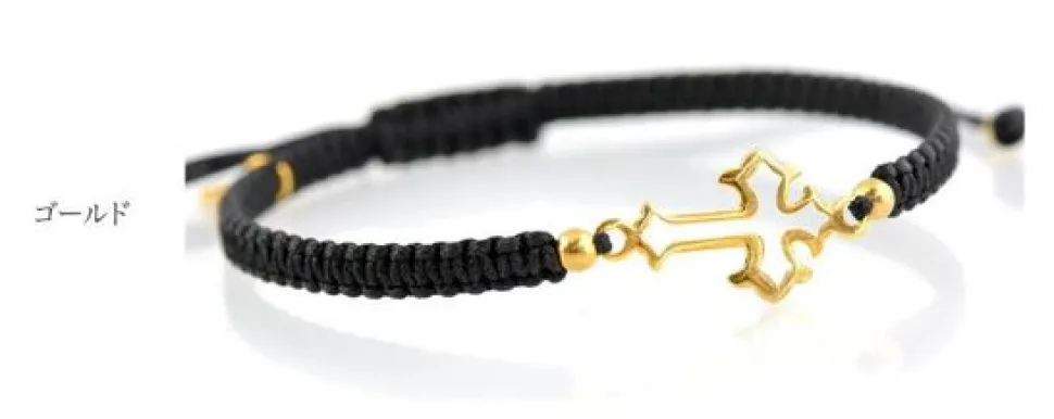 CHALISA T.. / Silver cross notched cord bracelet