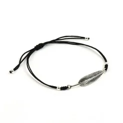 CHALISA T.. / Silver feather knotted cord bracelet