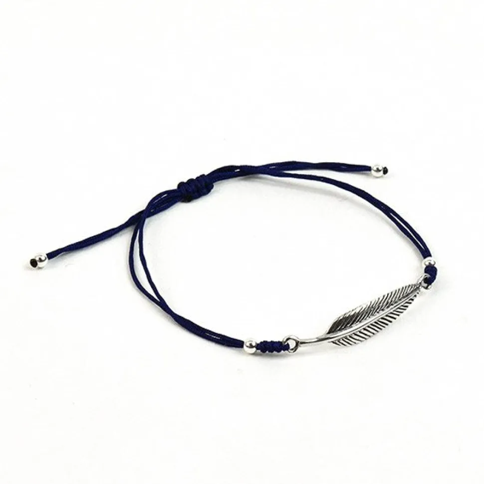 CHALISA T.. / Silver feather knotted cord bracelet