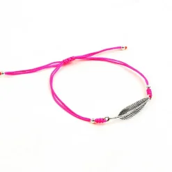 CHALISA T.. / Silver feather knotted cord bracelet