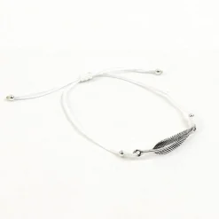 CHALISA T.. / Silver feather knotted cord bracelet