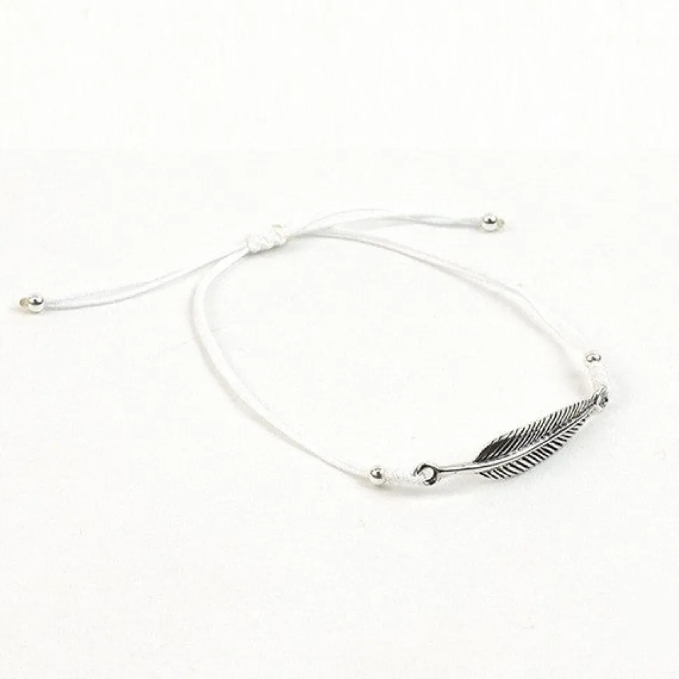CHALISA T.. / Silver feather knotted cord bracelet