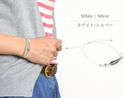 CHALISA T.. / Silver feather knotted cord bracelet