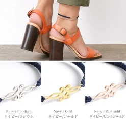 CHALISA T.. / Symmetrical Flower Pattern Notched Cord Anklet